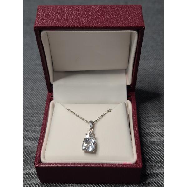18" Sterling Silver Necklace Featuring Beautiful White Sapphire Pendant -Helzberg Lifetime Warranty!