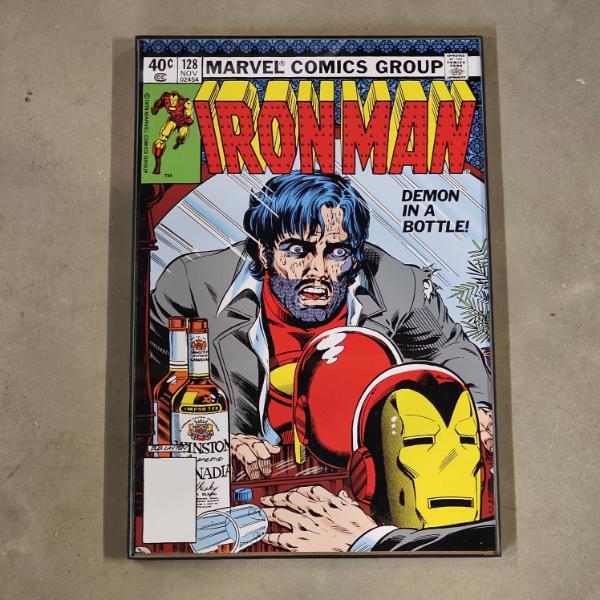 Marvel Comics Iron Man Issue 128 Demon In A Bottle Framed Comic Book Glass Art (18x12")