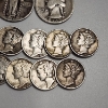 Image 4 : Assorted U.S. 90% Silver Coins: Mercury Dimes, Standing Liberty Quarter, & Washington Quarter FV: $1