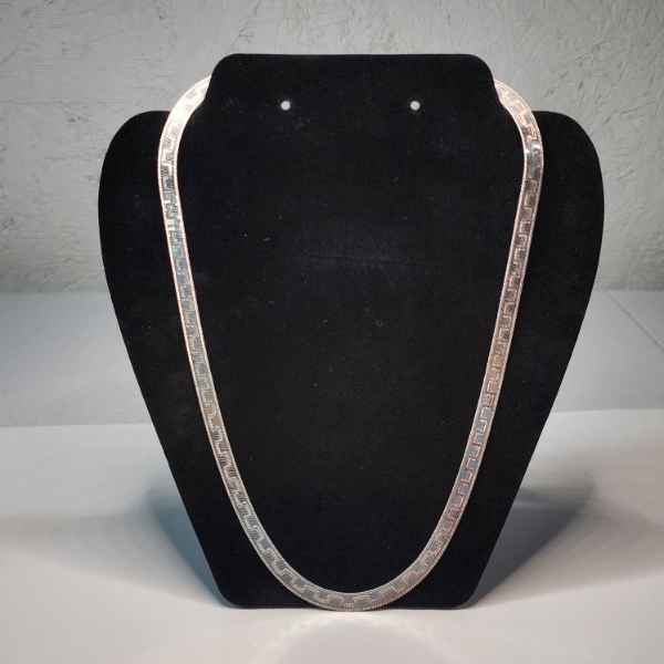 Stunning Sterling Silver Greek Key Style Herringbone 22" Necklace - Total Weight: 28.4g