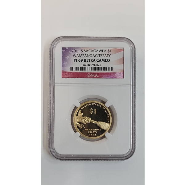 NGC 2011-S Wampanoag Treaty PF 69 ULTRA CAMEO Sacagawea Dollar
