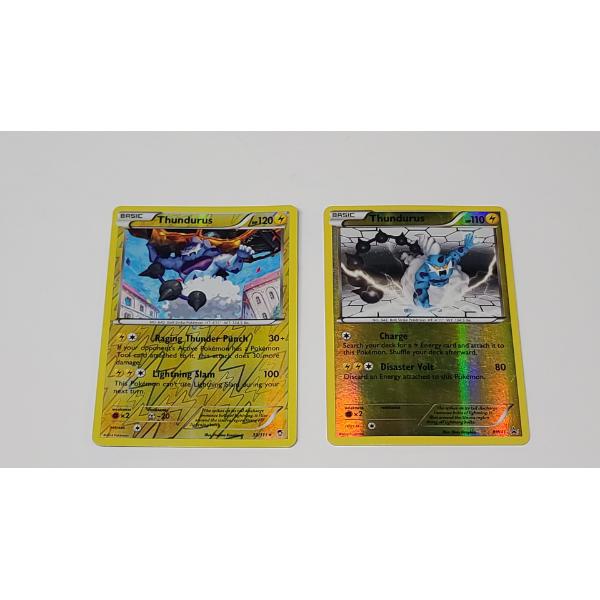 Pokemon TCG Thundurus 52/198 Holo Rare Card From Chilling Rain Set & Thundurus BW41 Black Star Promo