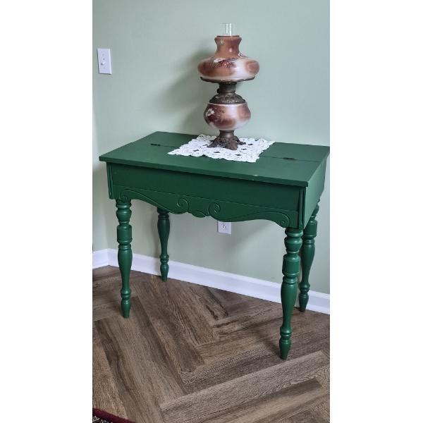 PICKUP IN NORTHFIELD - Antique Restored Fold Top Desk - Natural Finish Was Painted In Forest Green