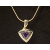 Image 2 : 14K Yellow Gold 20" Snake Chain Necklace With Amethyst and Accent Diamond Pendant TW: 8.2g