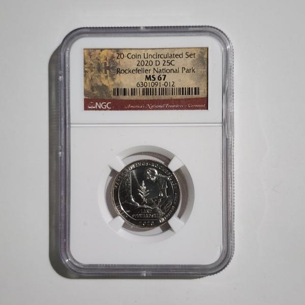NGC MS67 GRADED Rockefeller National Park 2020-D United States Quarter From 20 Coin Unc Set