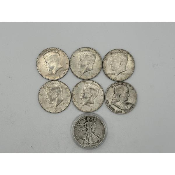 90% Silver Half Dollars- Includes Kennedy, Franklin, and Walking Liberty - $3.50 Face Value