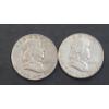 Image 1 : 
United States 1959-D & 1960 90% Silver Franklin Half Dollars - Face Value: $1.00