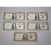 Image 1 : (5) Assorted United States $1 Silver Certificates - 1935 F, 1957, 1957 B - Face Value: $5.00