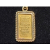 Image 3 : Suisse 1 Gram 999.9 Fine Gold Bar Pendant With 14K Gold Clasp - Total Weight: 1.9g