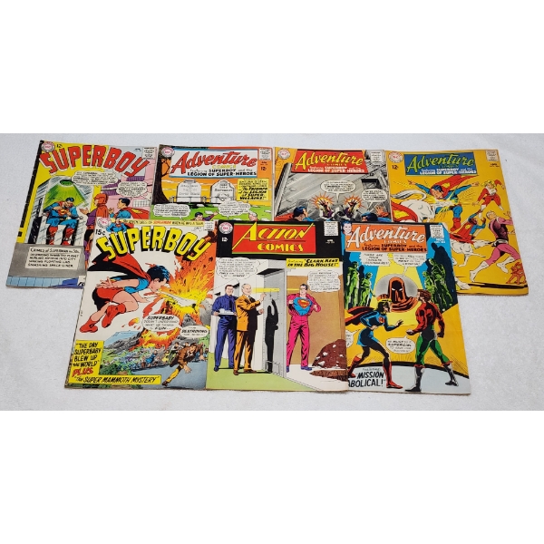 Seven Assorted DC Superboy, Adventure & Action Comics Including Many 12 Cent Editions 