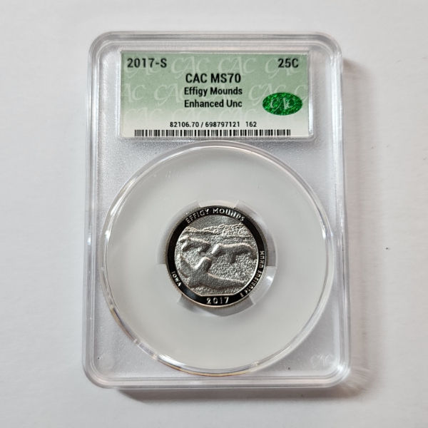 2017-S Effigy Mounds National Monument Quarter CAC MS70 Enhanced Uncirculated 