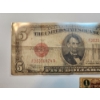 Image 2 : 1928 C $5 Red Seal U.S. Banknote & Vintage One-Cent Ohio Prepaid Sales Tax Stamp