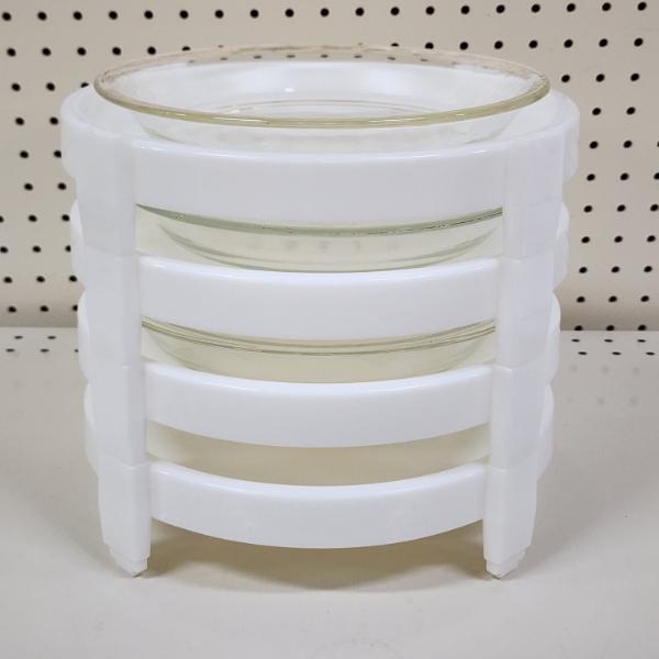 4 Tray Stacking Pie Dishes Featuring Three Glass Pie Dishes ~ PYREX & ANCHOR!