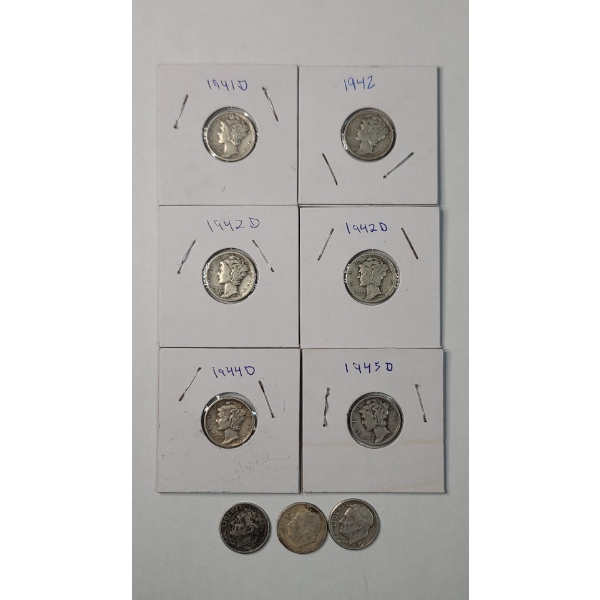 Assorted Years & Mint Marks United States 90% Silver Mercury/Roosevelt Dimes - Face Value: $0.90