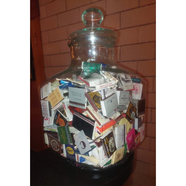 Large Square Bottle App 16" x 12" x 12" Full Of Souvenir Match Books
