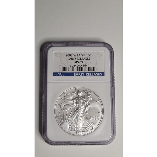 NGC 2007-W MS 69 Early Releases 1 Troy Ounce .999 Fine Silver American Eagle