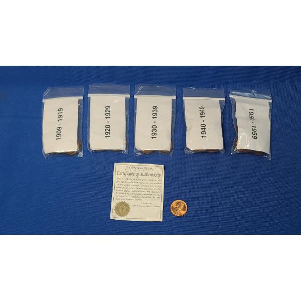 1909-1959 Lincoln Wheat-Ear Penny Collection From The American Historic Society & 1959 Lincoln Cent