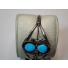 Image 3 : Sterling Silver Cuff Bracelet With Two Turquoise Stones - TW: 15.5g