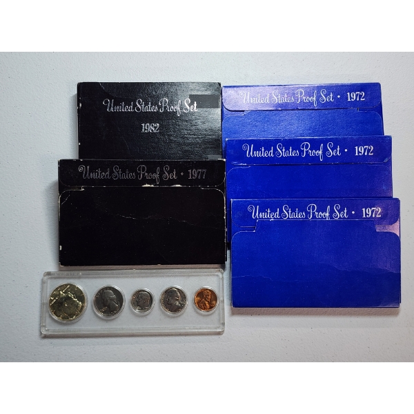 Lot of Assorted United States Mint Proof Sets - Years: 1982, 1977, 1972, 1972, 1972, 1967