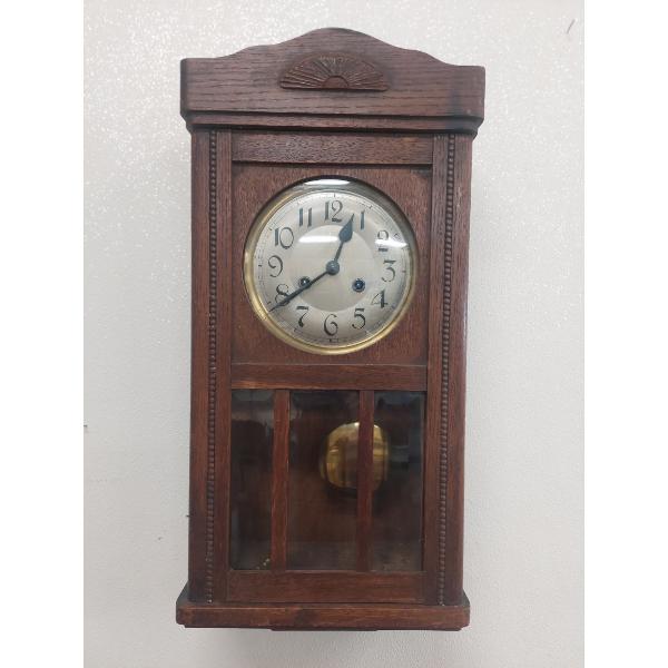 Antique Tall 25" Wooden Case Pendulum & Chiming Wall Clock - Unique (See Details)
