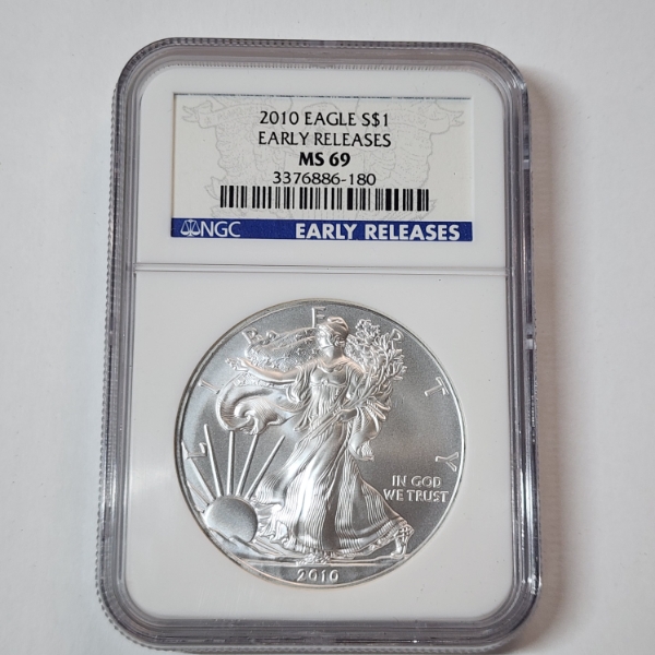 2010 American Silver Eagle $1 Early Releases - 1 oz .999 Fine Silver - Graded by NGC MS 69