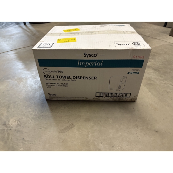 Sysco Imperial Paper Towel Roll Dispenser in Sealed Box - MOLD ON BOTTOM - Black 