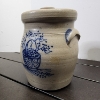 Image 5 : Rowe Pottery Works 1993 Handmade Crock or Jar Ft. Painted Basket Image~ Standing About 7 Inches Tall