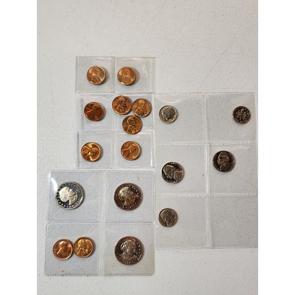 Lot of Assorted U.S. Coins Including Proof/Proof-Like Pennies, Dimes, Nickels, & Dollars FV: $3.50
