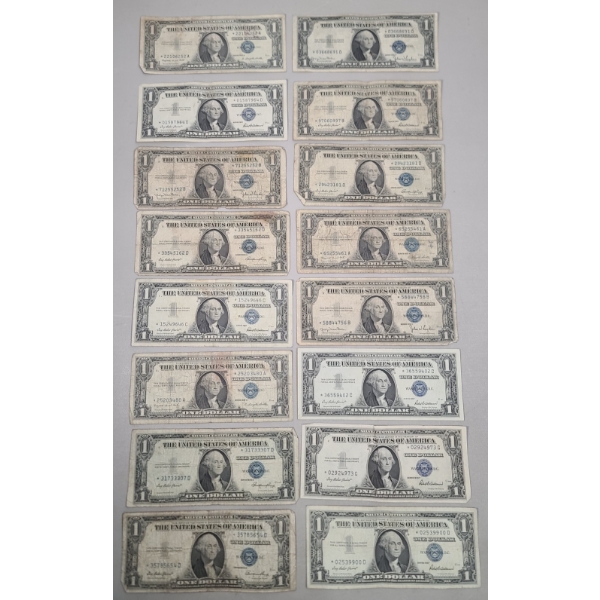 Lot Of (16) Assorted Series United States $1 STAR Silver Certificates - Face Value: $16.00