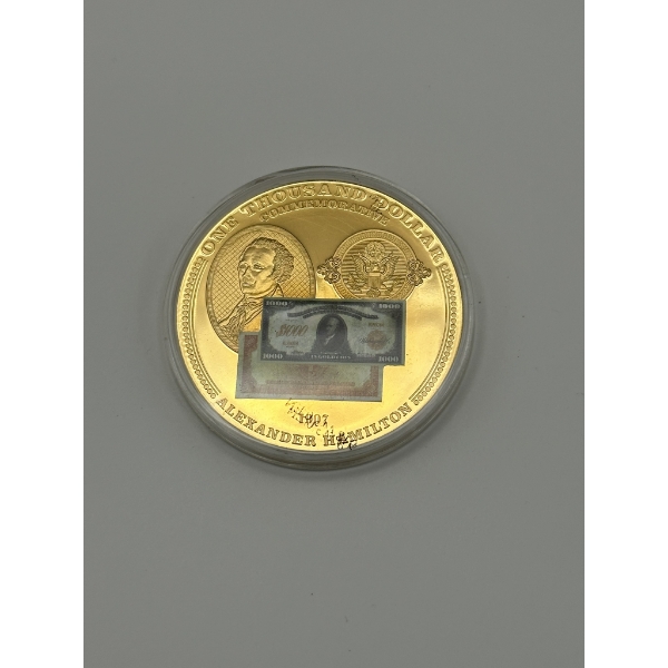 Alexander Hamilton - One Thousand Dollar Commemorative Gold Tone Coin