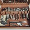 Image 3 : Vintage Queen's Pattern Stainless Steel Flatware Service Lined Inside A Wooden Storage Chest