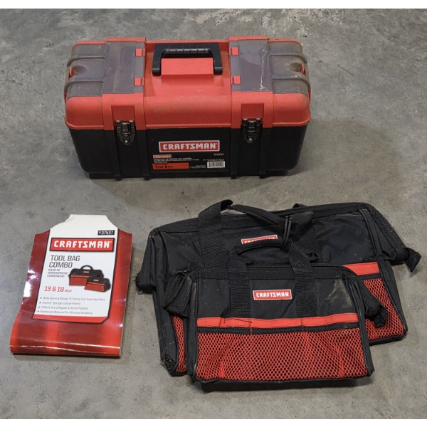 New- 20'' Craftsman Tool Box And 13'' & 18'' Canvas Tool Bags