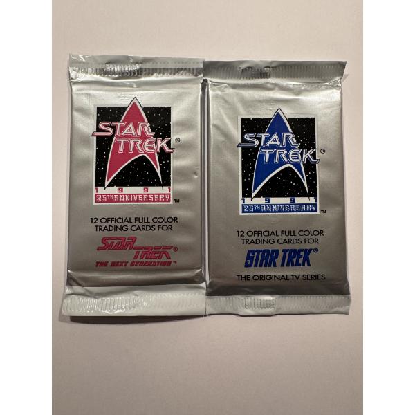 2 - 1991 Star Trek 25th Anniversary Official Trading Card Wax Packs - Factory Sealed - Mint 