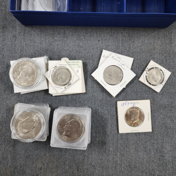 Coin Collectors Case Loaded With United States One Dollar Coins in Capsules Including Proofs~ $22.50