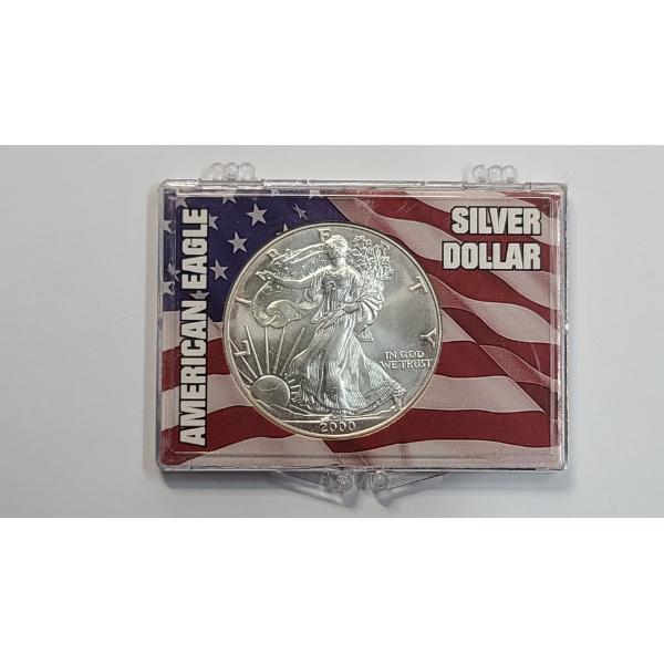 United States 2000 1 Troy Ounce .999 Fine Silver American Eagle In Small Display Case