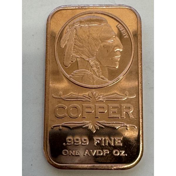 1- Limited Edition Copper Design AVDP oz .999 Fine Copper Bar