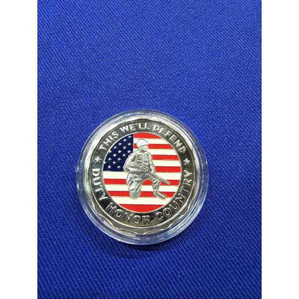 United States Army Veteran Proudly Served Challenge Coin - Stainless Steel - In Capsule