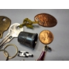 Image 5 : Lot of Assorted Small Collectible Items: Pennies, Thimble, Keys, Religious Figure, Earrings, & More!