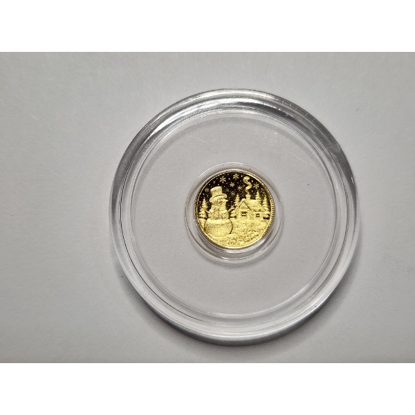 1/200TH Troy Oz .9999 Fine Gold 2025 Snowman Round