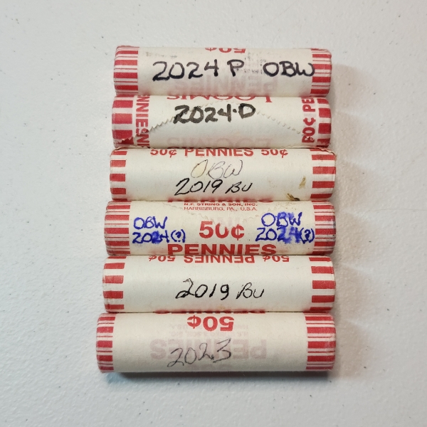 Six Rolls of Assorted United States Years Lincoln Cents - Face Value: $3.00
