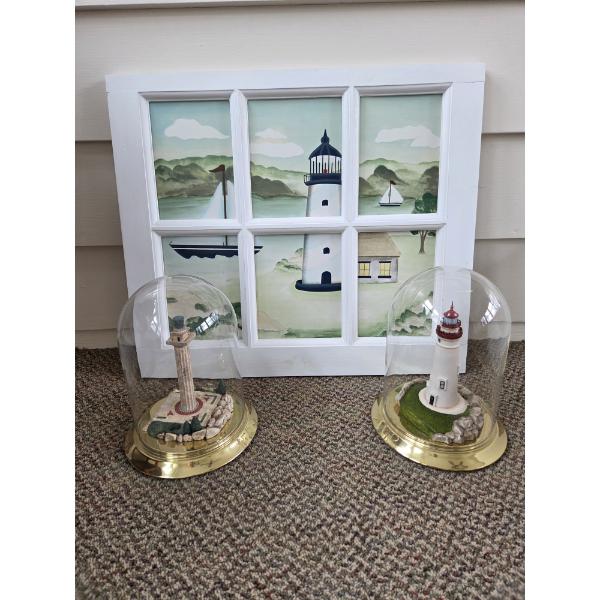 PICKUP IN CANTON - Gorgeous 18''x21'' Lighthouse Wall Hanging And Two Lighthouse Glass Display Globe