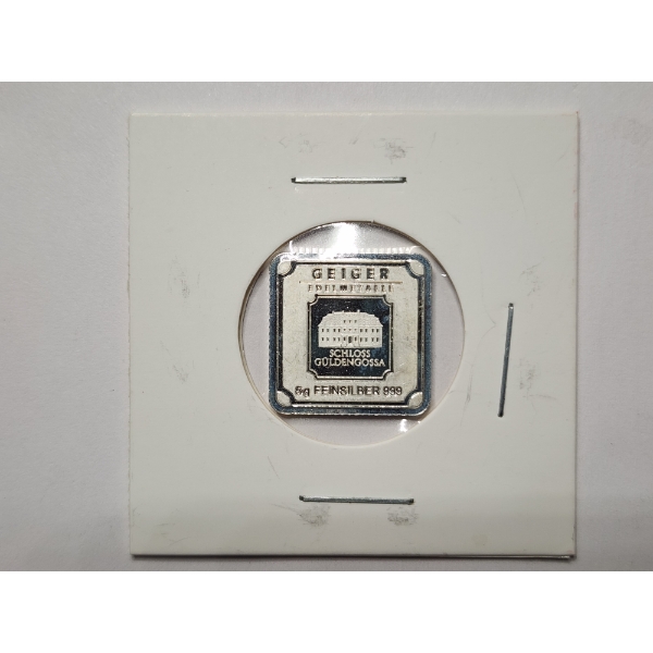 5 Gram .999 Fine Silver Geiger Bar 