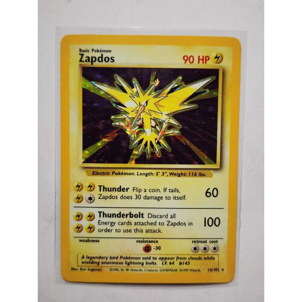 Vintage Zapdos 16/102 Holo Rare Base Set Pokemon Trading Card