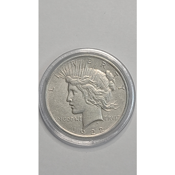 United States 1922 90% Silver Peace Dollar In Coin Capsule