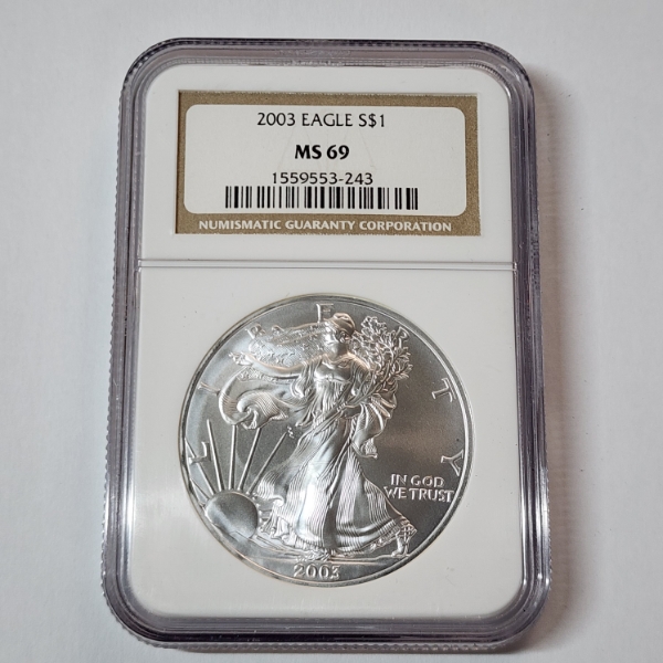 2003 American Silver Eagle $1 - 1 oz .999 Fine Silver - Graded by NGC MS 69