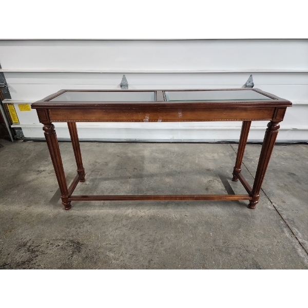 Solid Wood Entryway Table 2 Glass Top Pieces - 52" x 16" x 28" 