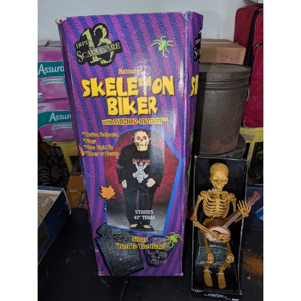 Halloween lot  42" Animated Biker, Singing Skeleton and More