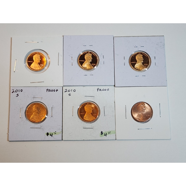 x6 U.S. Cents Including Proofs, Commemoratives, Sheild - See Description! 