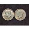 Image 1 : Two 1964 Kennedy 90% Silver Half Dollars - $1.00 Face Value