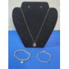 Image 1 : Gold-Plated Sterling Silver Jewlery: Necklace Heart Ruby Design & 2 Bracelets TW: 20g